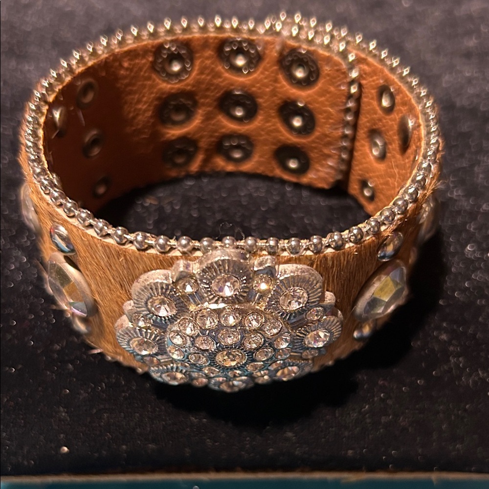 Elegant Silver and Brown Crystal Bracelet